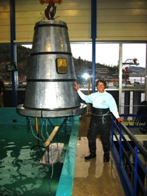 Bauer stands beside a diving bell after a dive in Norway in 2005.